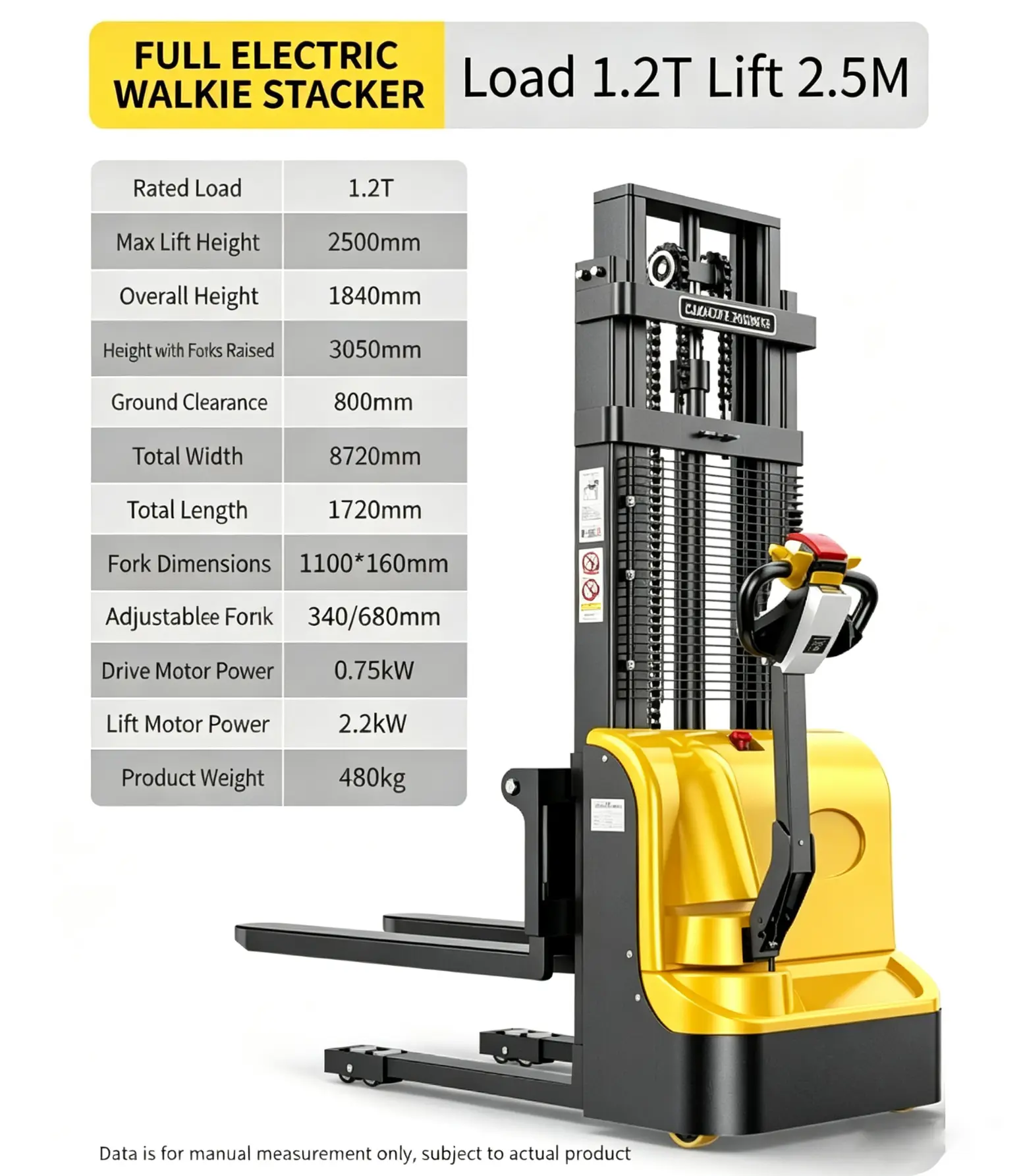 1.2T plena Electric Walkie Stacker